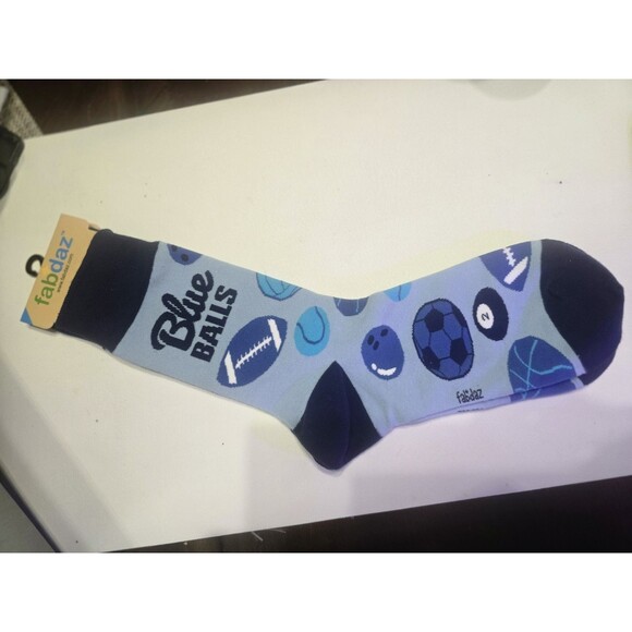 Fabdaz “Blue Balls” Men’s Crew Socks NWT Funny Novelty Gag Gift Sport Balls - Picture 2 of 6
